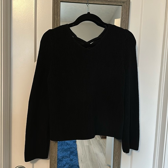 LOFT Sweaters - Loft black knit sweater with tie in the back size medium!
